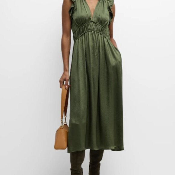 XÍRENA Posey Ruffle Shirred Silk Dress - Picture 3 of 11